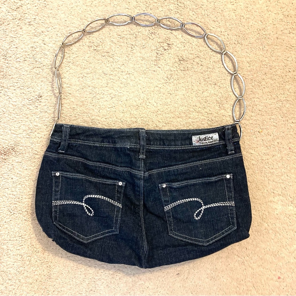 Justice Blue Denim Metallic Sequin Shoulder Purse Bag - Picture 5 of 6